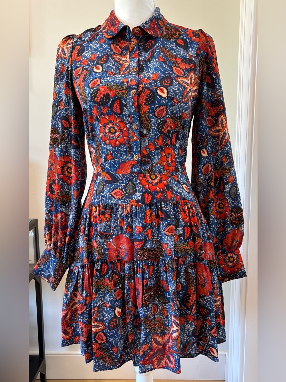 Ulla Johnson Dress, Silk, Floral Long-Sleeve, Size 0, Wedding, Resortwear, Beach